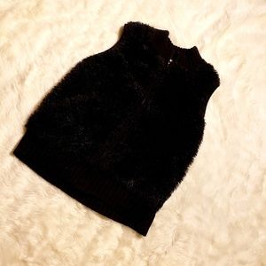 Black Fuzzy/Furry Sweater Vest